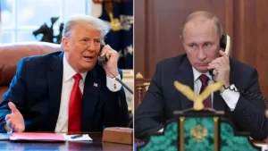 Дональд Трамп і Володимир Путін ведуть телефонну розмову
