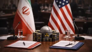 Переговори Ірану та США щодо ядерних запасів за столом з макетом реактора