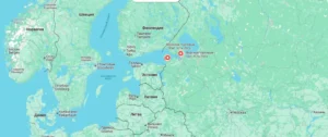 Карта Латвії та Естонії з позначками зон загрози дронів РФ у Вирумаа та Іда-Вірумаа