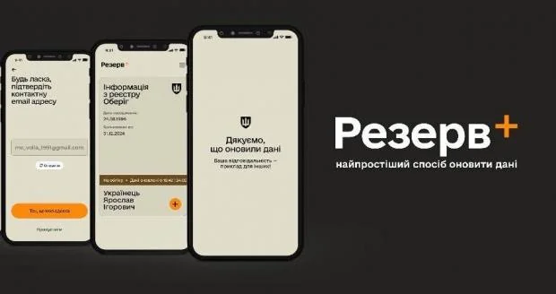 Екрани додатку Резерв+ для цифрових повісток та онлайн-ТЦК