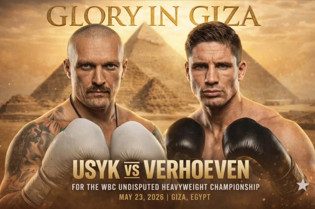 Олександр Усик проти Ріко Верховена на афіші Glory in Giza біля пірамід у Гізі