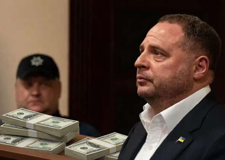 Сергій Ребров біля пачок доларових купюр для застави за Андрія Єрмака