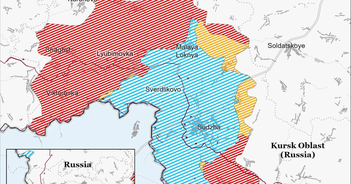 Карта Курської області з районами просування та контролю ЗСУ