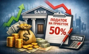 Податок на прибуток банків 50% з грошима та графіками