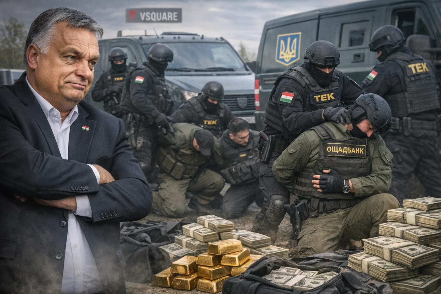 Віктор Орбан із спецпризначенцями ТЕК під час рейду на конвой Ощадбанку