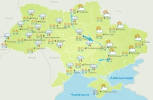 Карта погоды Украины 21 июня с температурой до +33 градусов без дождей