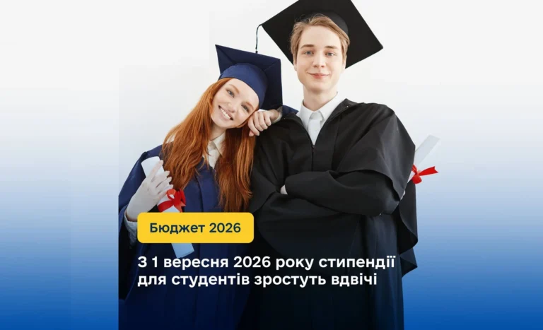 Стипендії студентам зростуть удвічі з 1 вересня 2026 року