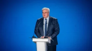 Андрій Сибіга на трибуні пояснює причини атаки дронів на Москву