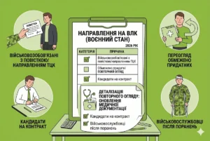 Направлення на ВЛК для військовозобов’язаних з повісткою ТЦК та обмежено придатних