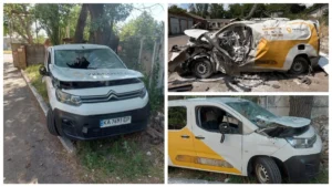 Уничтоженные автомобили Укрпочты после ударов FPV-дронов в Никополе
