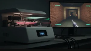 Біокомпютер Cortical Labs з нейронами, що керують грою Doom на екрані