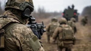 Бійці Обєднаних сил швидкого реагування ЗСУ наступають з бронетехнікою