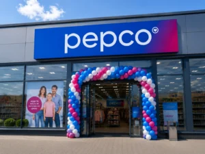 Магазин Pepco з аркою з повітряних кульок на вході