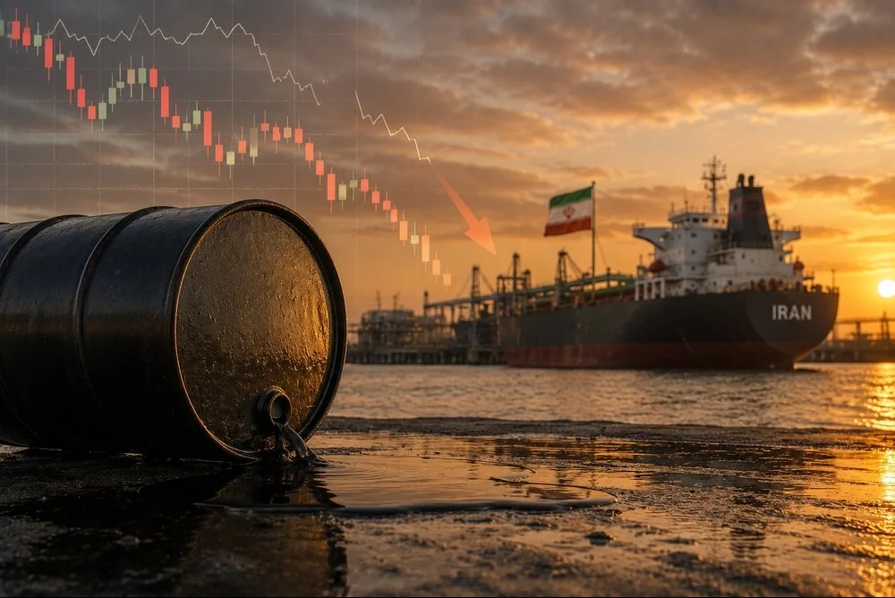 Падіння цін на нафту Brent біля іранського танкера та графіка