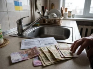 Гривні та квитанція за воду на кухні після підвищення тарифів