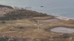 Вид з дрона на Кінбурнську косу під час операції ЗСУ з прицілом